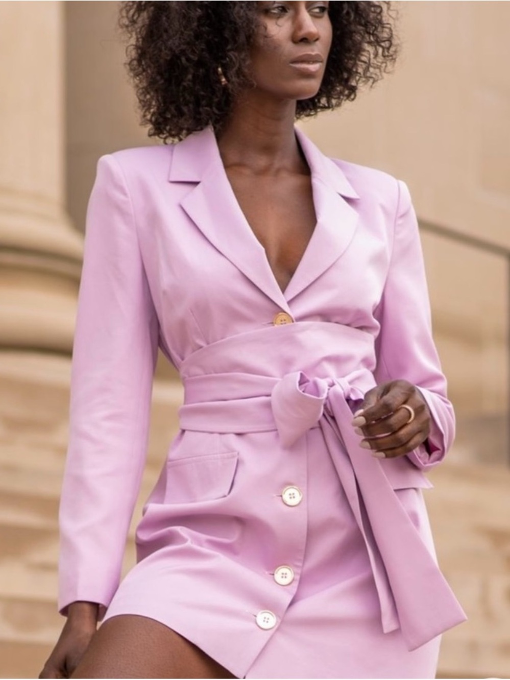 By Egreis Lavender Tie-Waist Blazer Dress size M